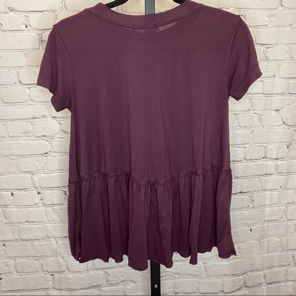 Truly Madly Deeply Plum Purple Peplum T-Shirt - Picture 2 of 3